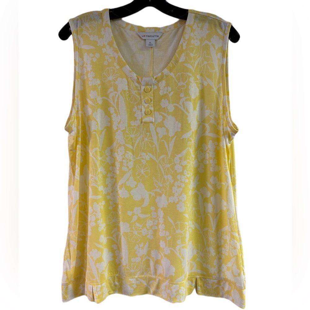 Liz Claiborne Yellow Floral Top Size XL